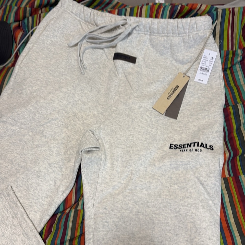 Fear of God Essentials light oatmeal Sweatpants Relaxed Fit Cotton-Blend XL new - Picture 2 of 16